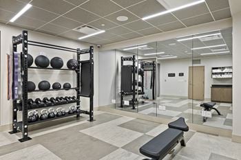Community fitness center with free weights